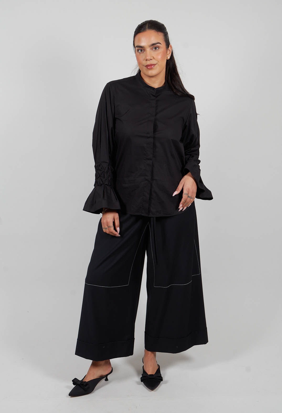 Honeycomb Cuff Shirt in Nero