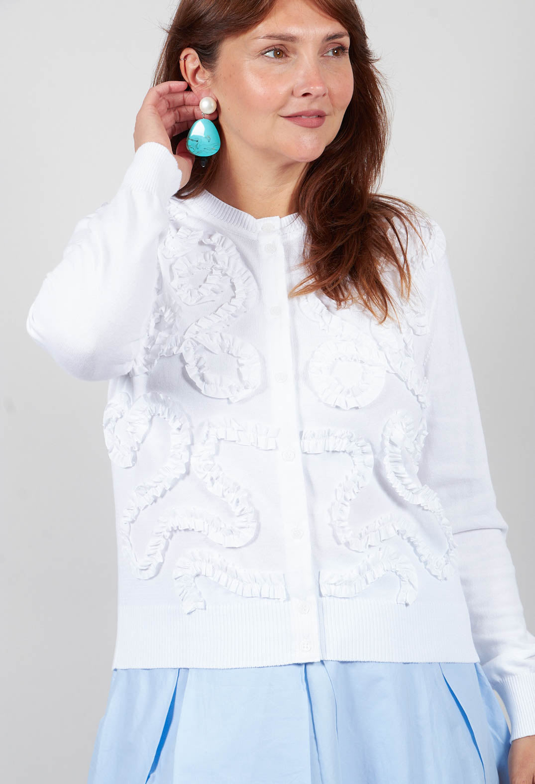 Long Sleeved Cardigan in Off White