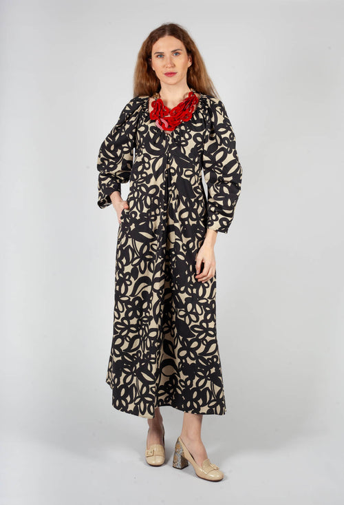 Empire Line Dress in Lark and Nero