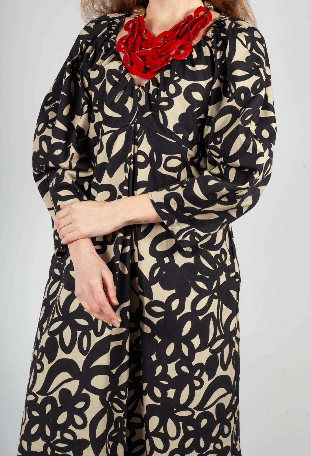 Empire Line Dress in Lark and Nero