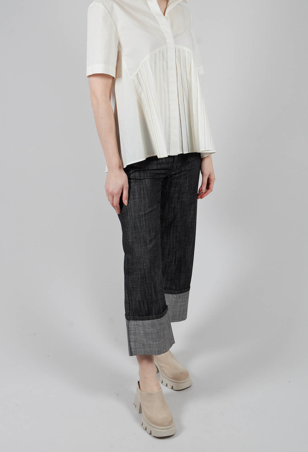 Turn Up Trouser in Nero Grafite