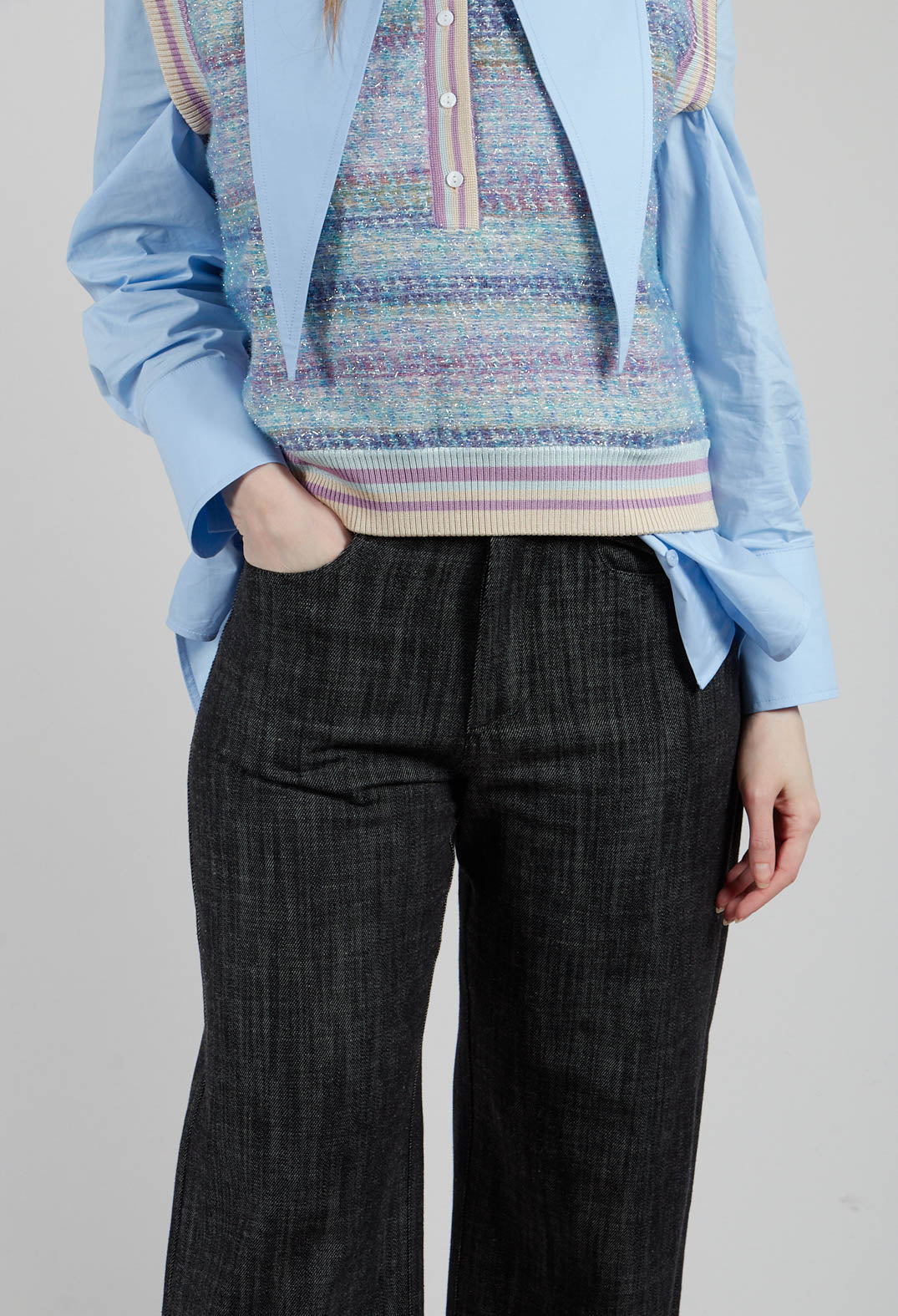 Turn Up Trouser in Nero Grafite