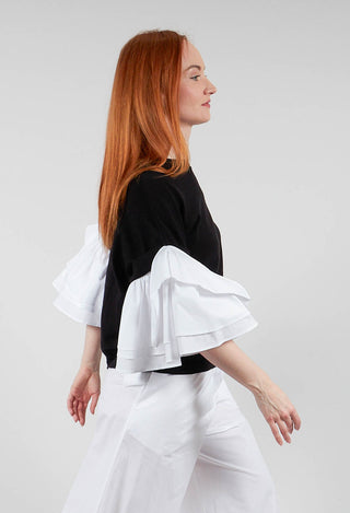 Shirt Sleeve Jumper in Nero and Off White