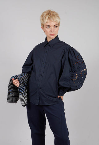 Broderie Anglaise Shirt in Polar Night