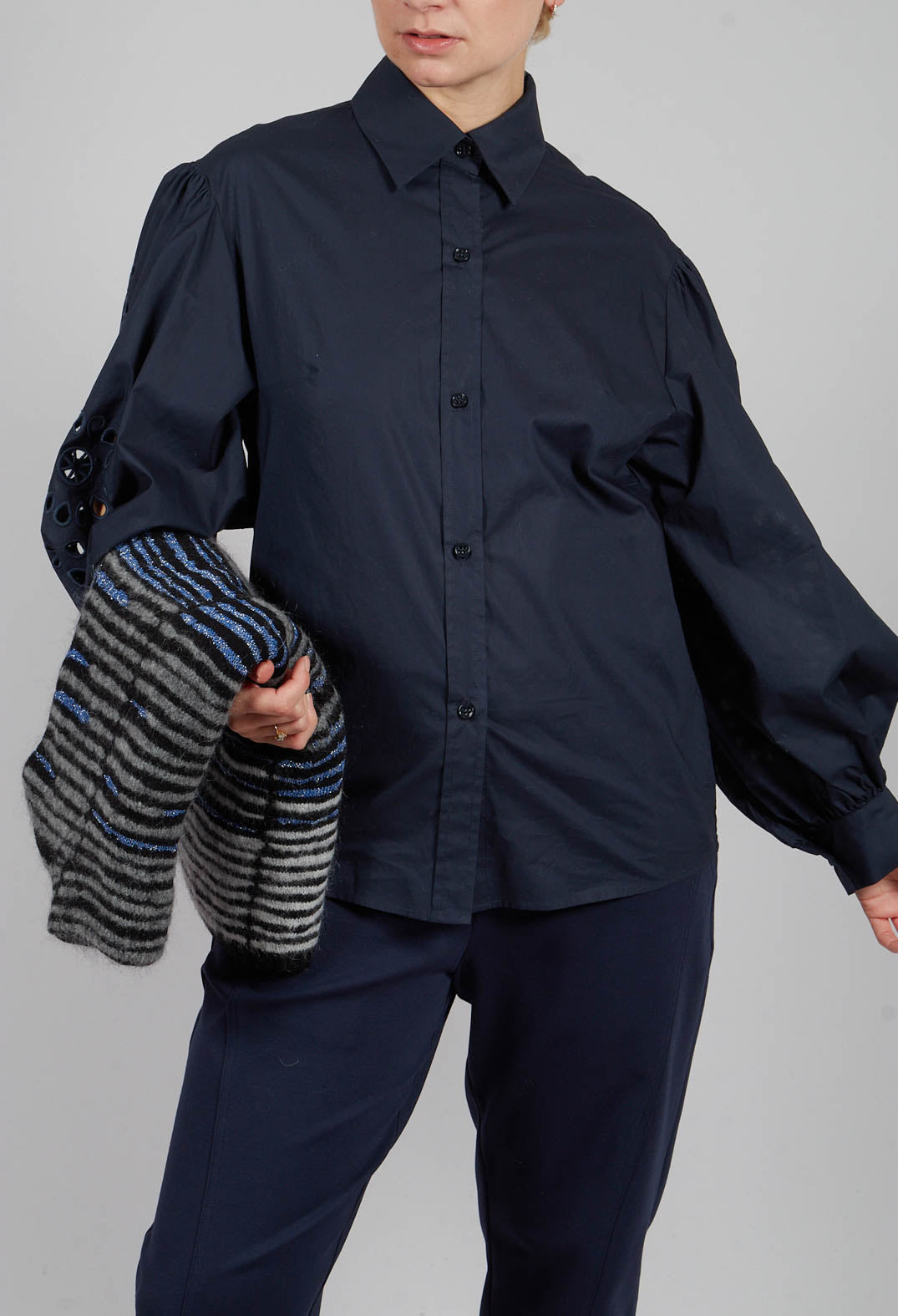 Broderie Anglaise Shirt in Polar Night