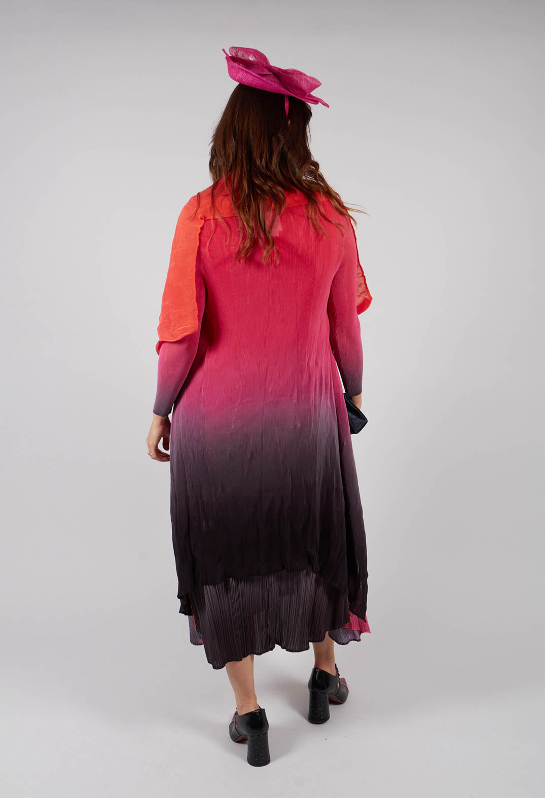Collare Coat in Tangerine Pink Glow