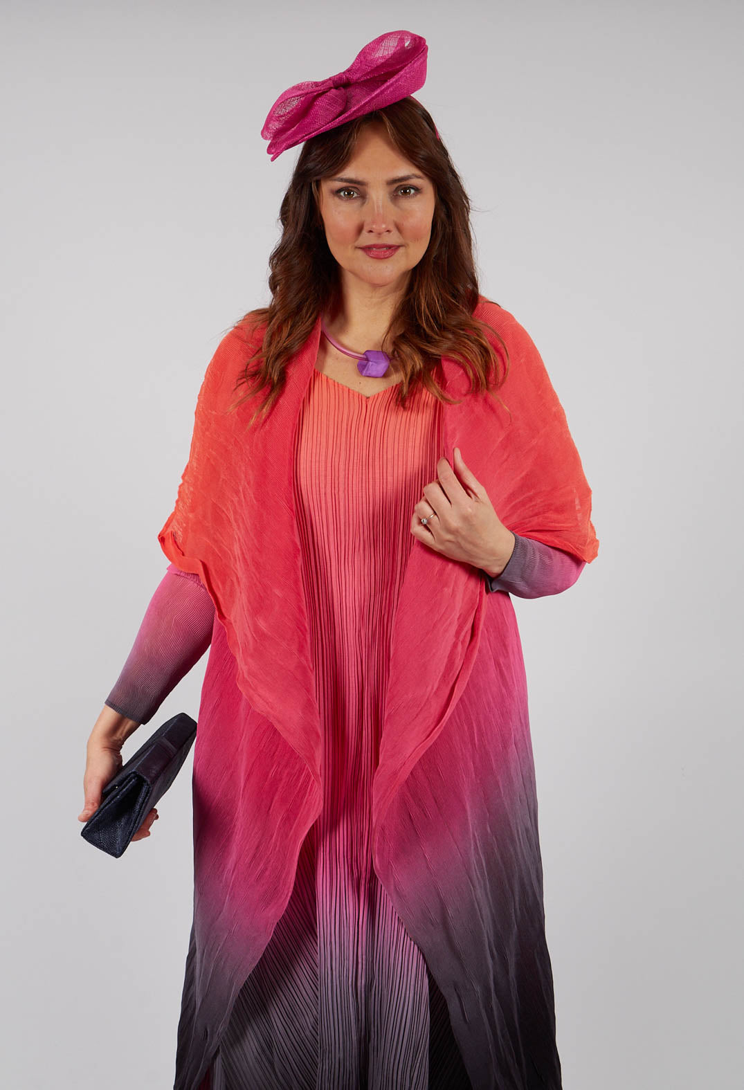 Collare Coat in Tangerine Pink Glow