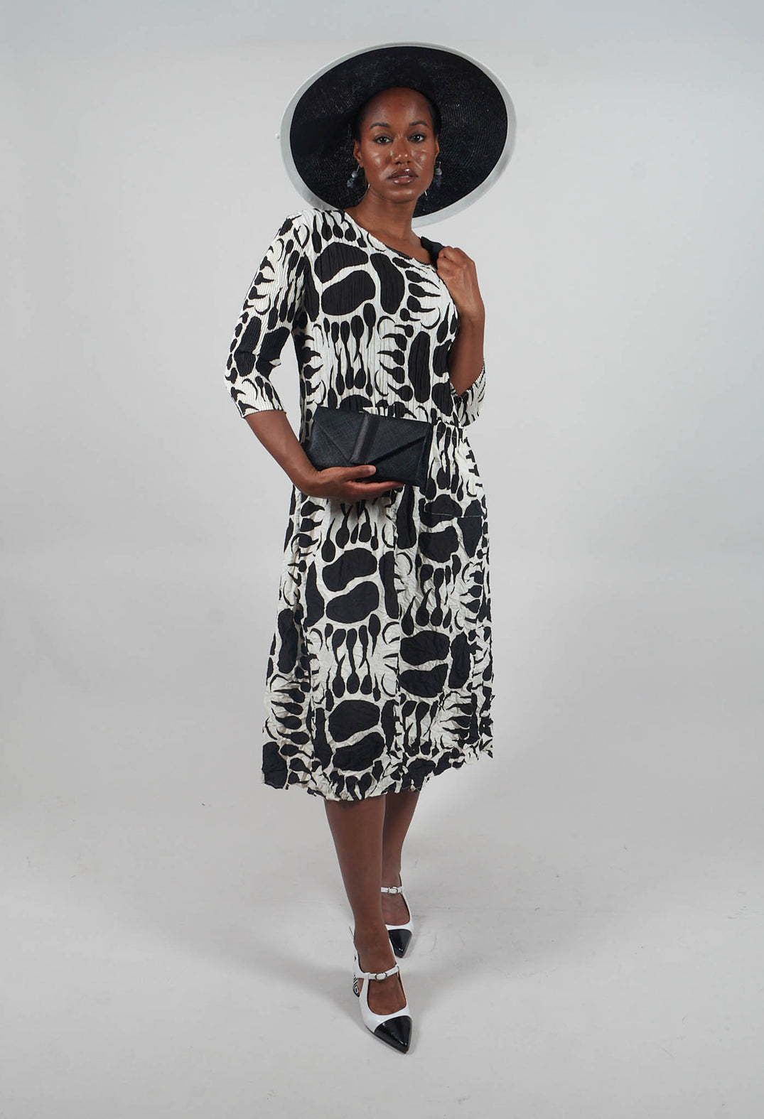 Three Quarter Sleeve Smash Dress in Moonbear
