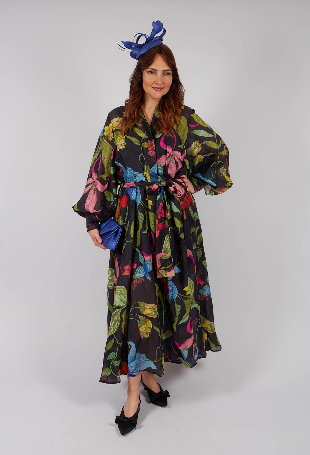 Artemisia Dress in Nero Floreale