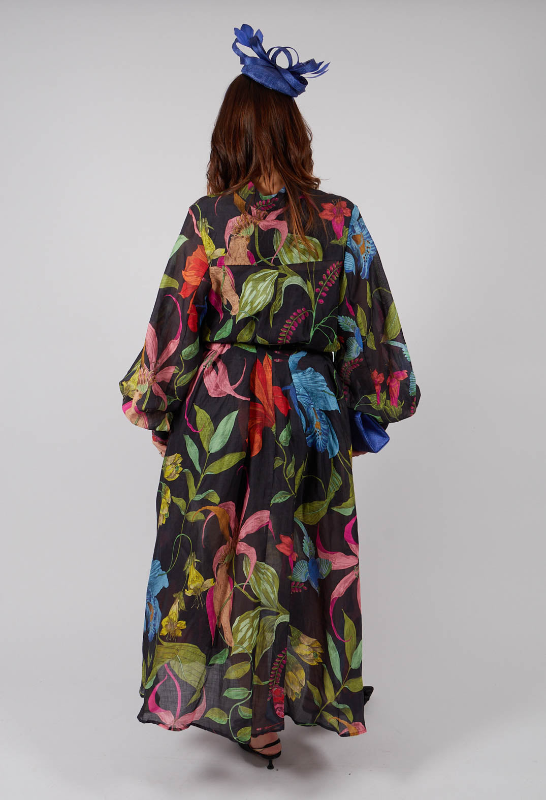 Artemisia Dress in Nero Floreale