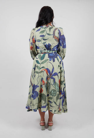 Long Ligea Dress in Verde Floreale