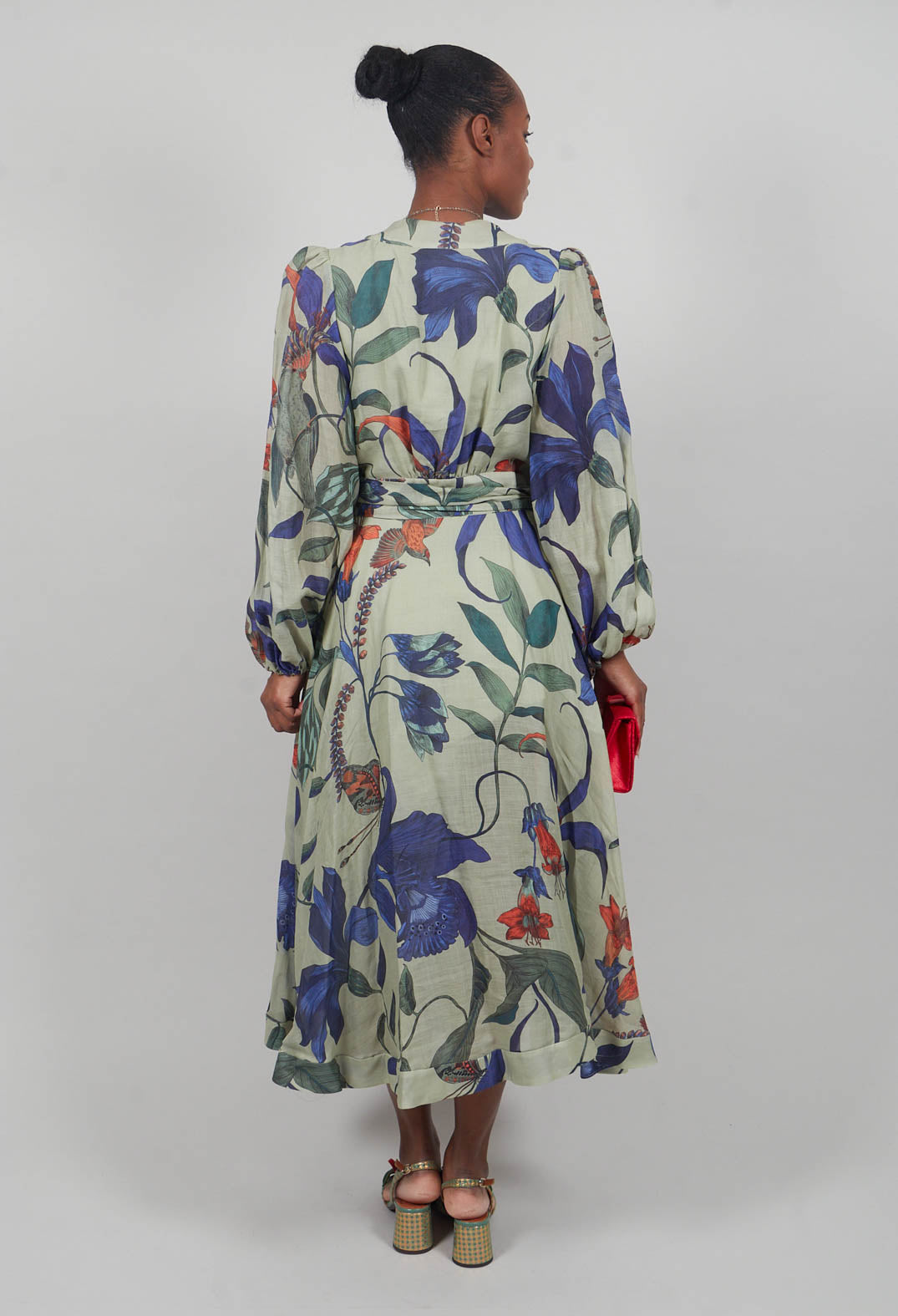 Long Ligea Dress in Verde Floreale