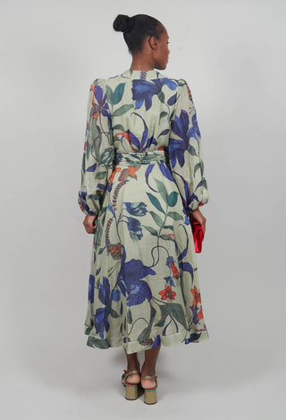 Long Ligea Dress in Verde Floreale