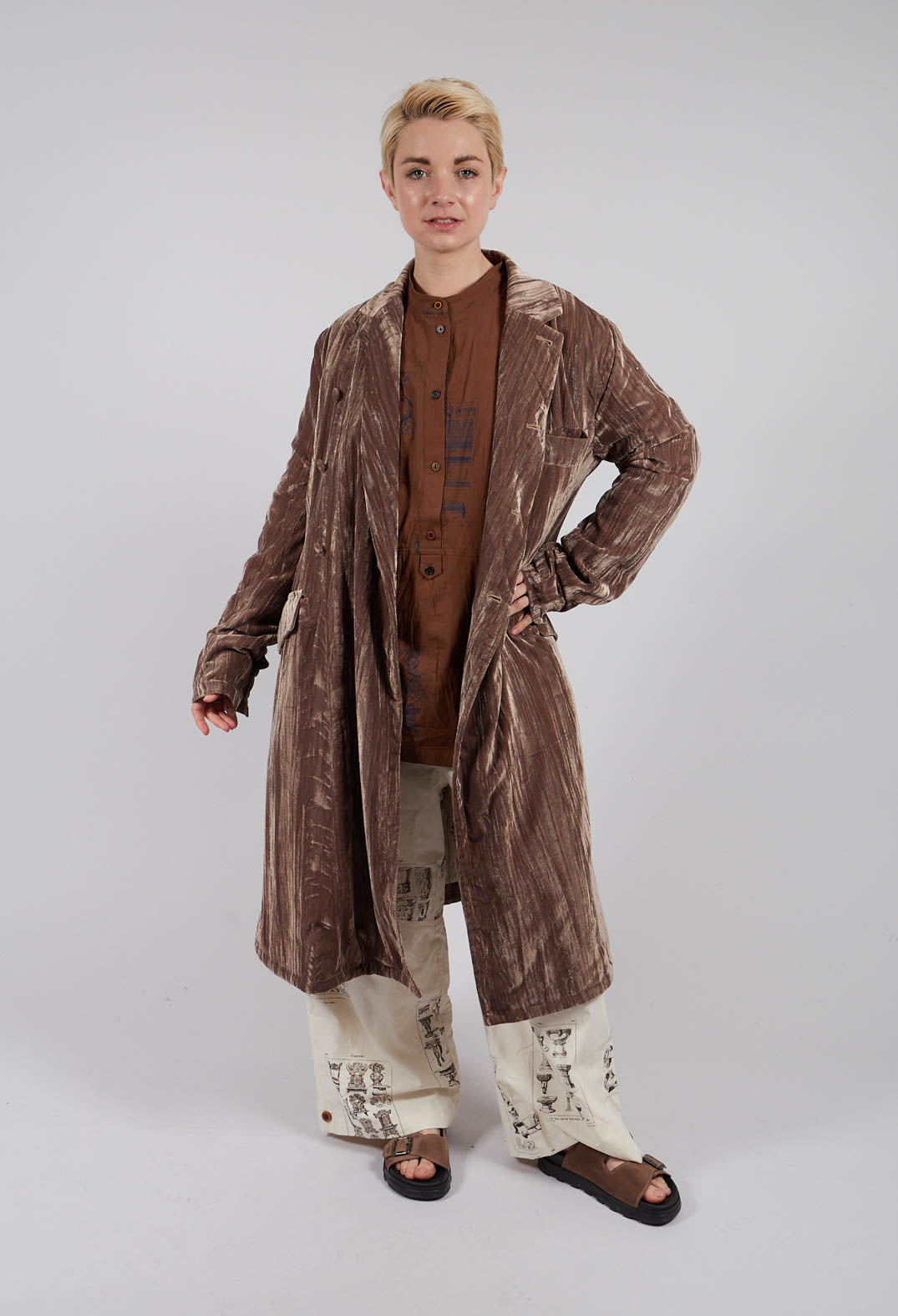 Mid Calf Length Coat in Dark Brown Bear