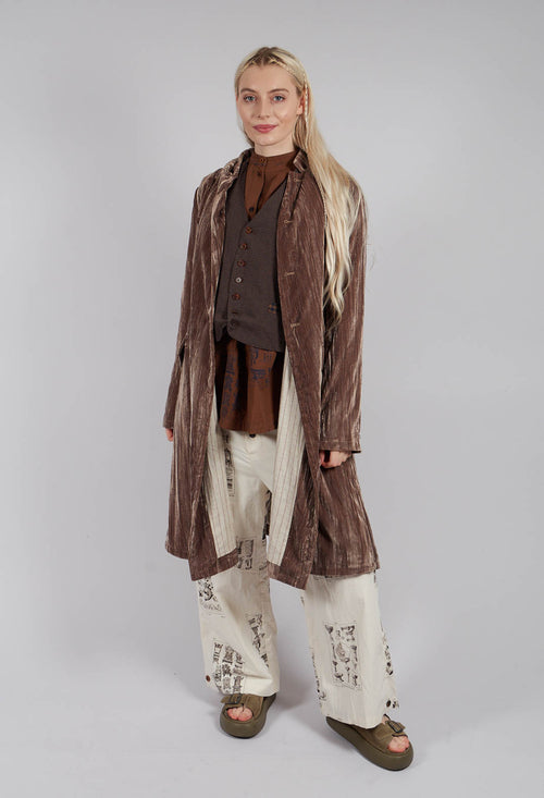 Mid Calf Length Coat in Dark Brown Bear