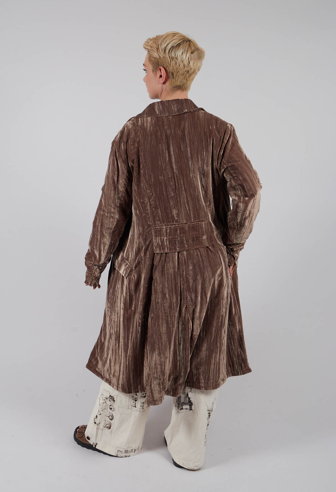 Mid Calf Length Coat in Dark Brown Bear