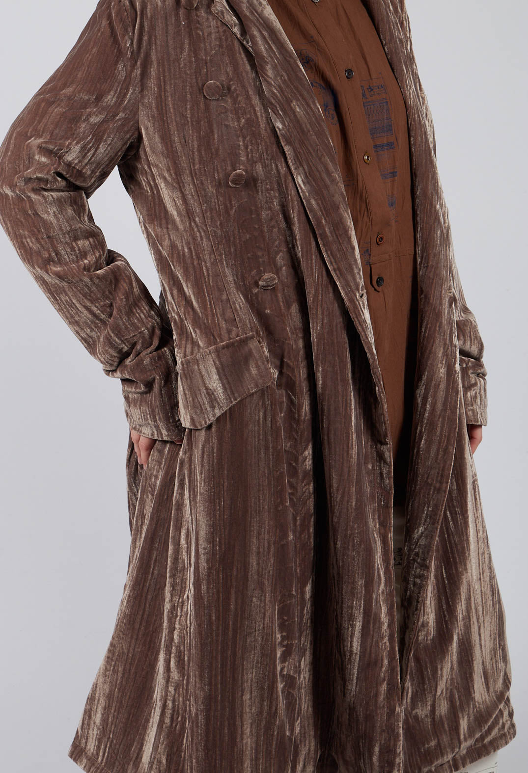 Mid Calf Length Coat in Dark Brown Bear