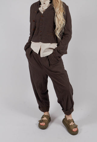 Turn Up Trouser in Blue/Brown Check
