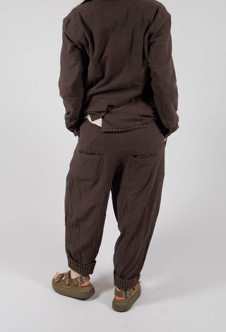 Turn Up Trouser in Blue/Brown Check