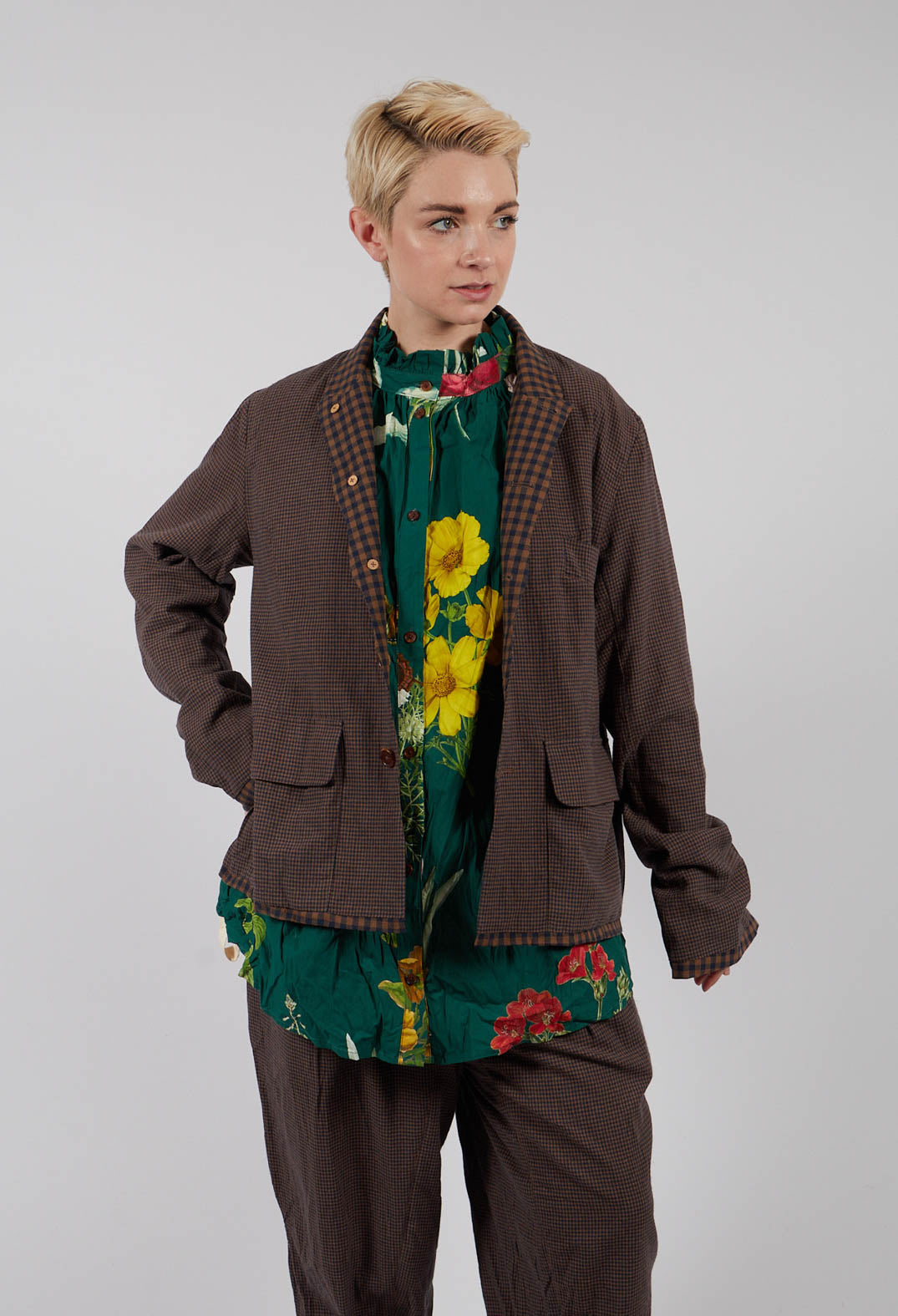 Jacket in Blue/Brown Check