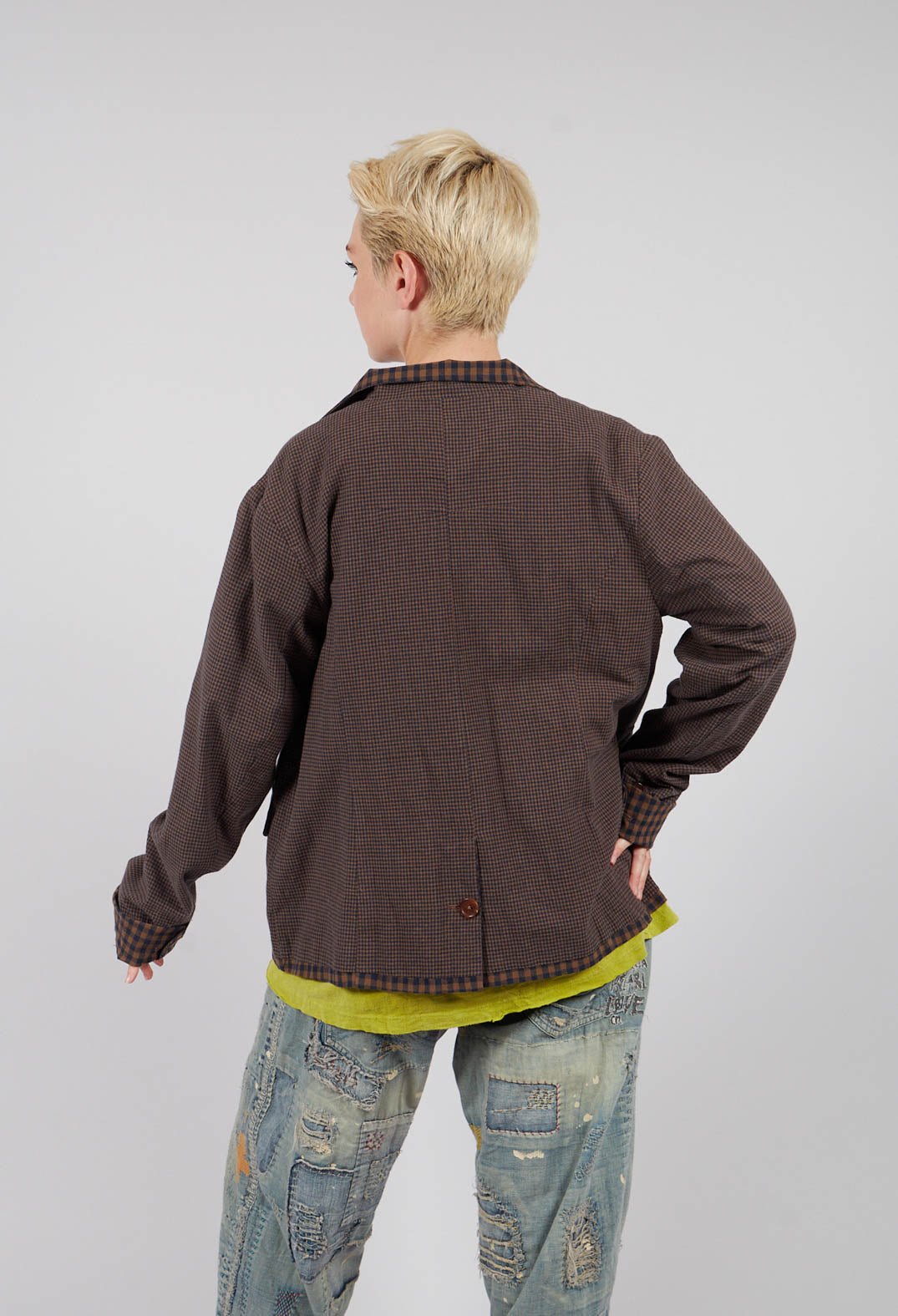 Jacket in Blue/Brown Check