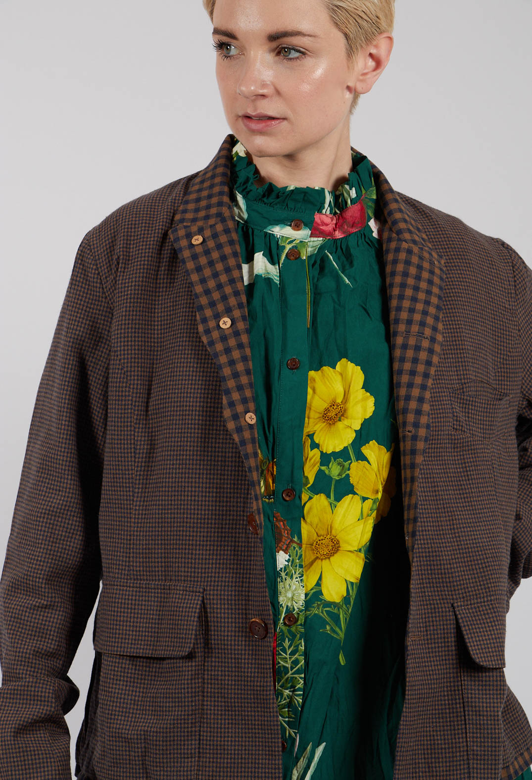 Jacket in Blue/Brown Check