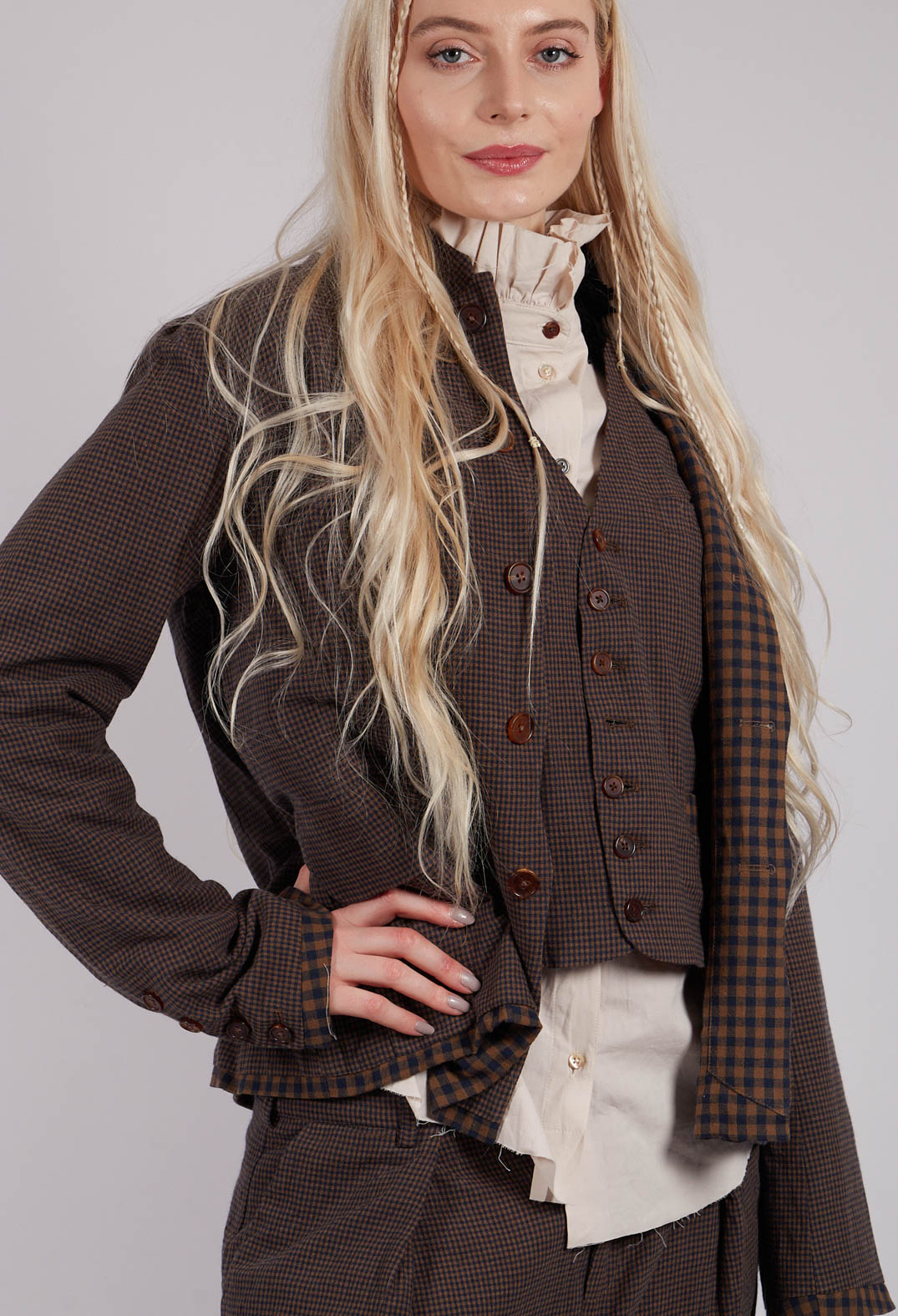 Jacket in Blue/Brown Check