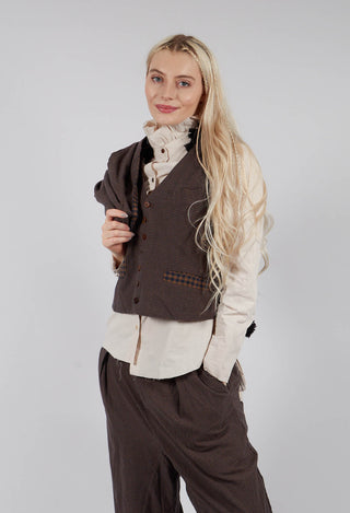 Waistcoat in Blue Brown Check