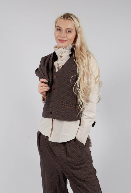 Waistcoat in Blue Brown Check