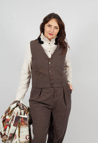 Waistcoat in Blue Brown Check