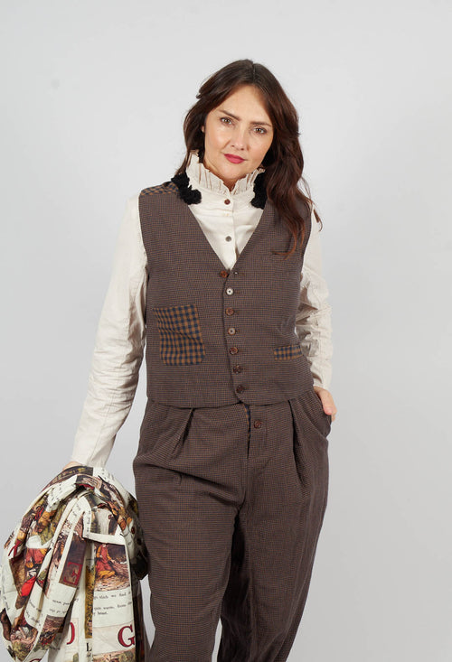 Waistcoat in Blue Brown Check