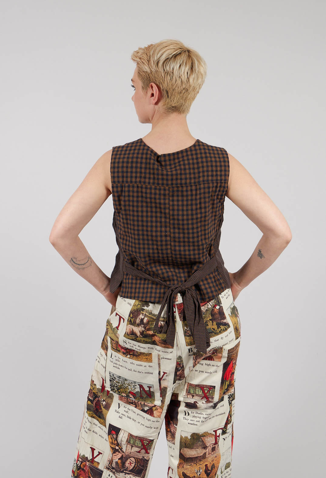 Waistcoat in Blue Brown Check