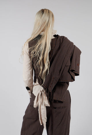 Waistcoat in Blue Brown Check