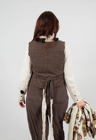 Waistcoat in Blue Brown Check
