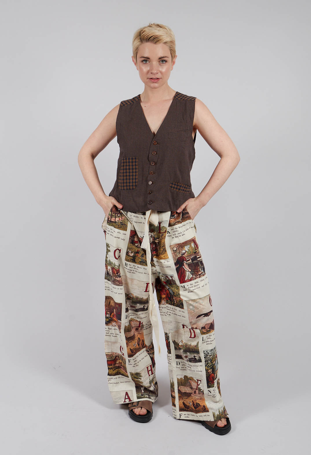 Waistcoat in Blue Brown Check