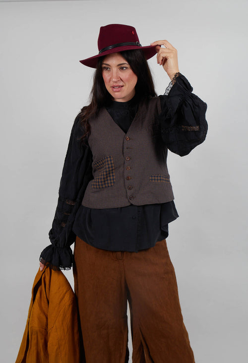 Waistcoat in Blue Brown Check