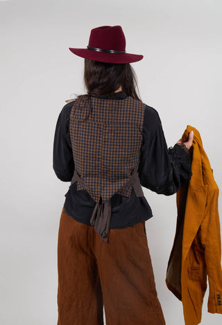 Waistcoat in Blue Brown Check