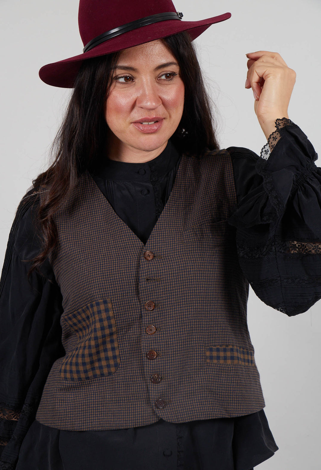 Waistcoat in Blue Brown Check
