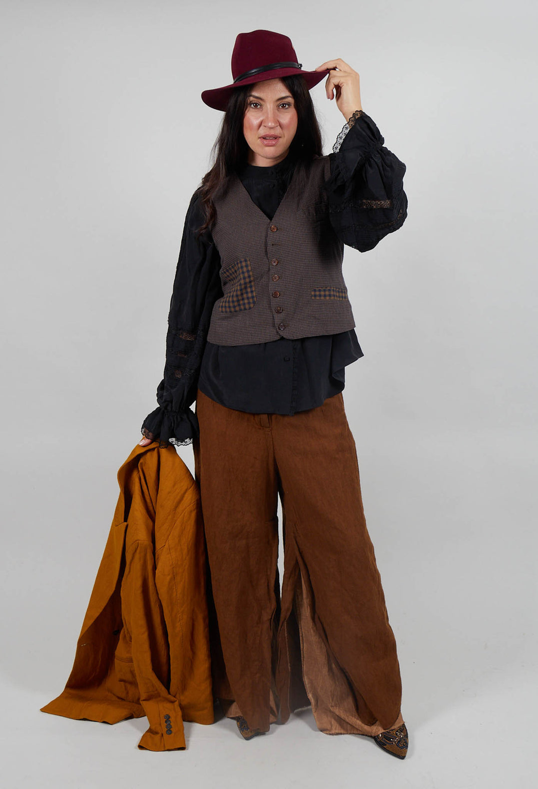 Waistcoat in Blue Brown Check