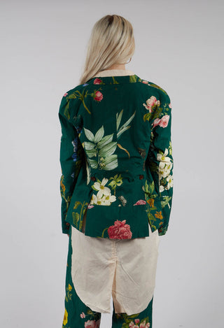 Patterned Collarless Jacket in Jandin Vert