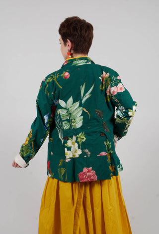 Patterned Collarless Jacket in Jandin Vert