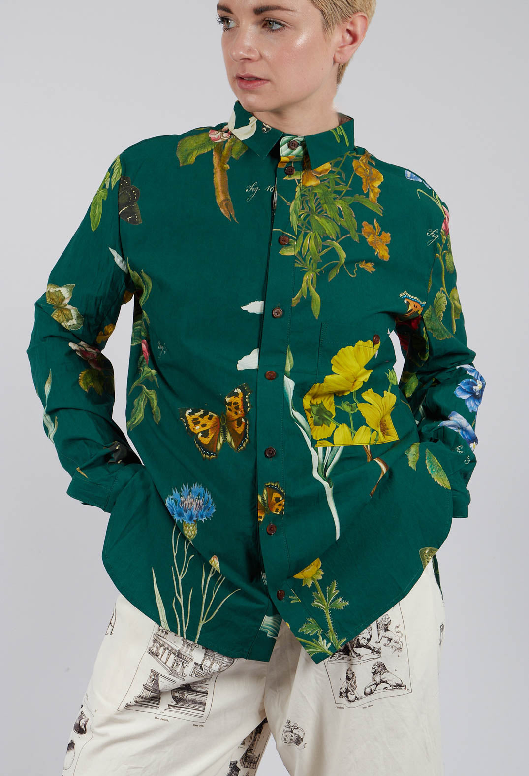 Patterned Collared Shirt in Jandin Vert