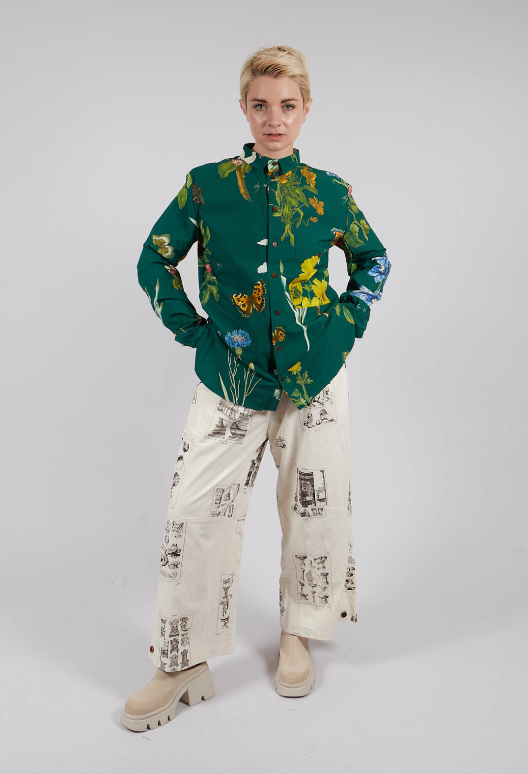 Patterned Collared Shirt in Jandin Vert