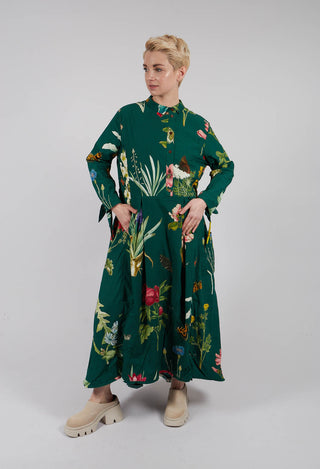 Patterned Long Sleeve Maxi Dress in Jandin Vert
