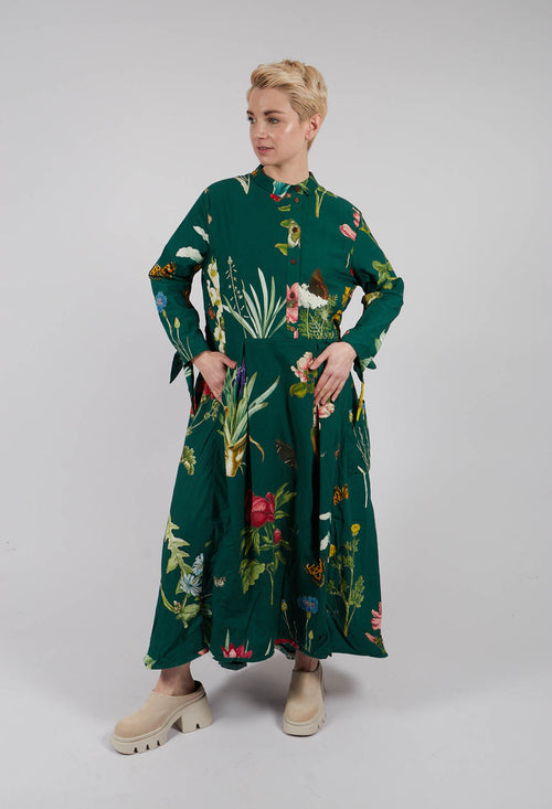 Patterned Long Sleeve Maxi Dress in Jandin Vert