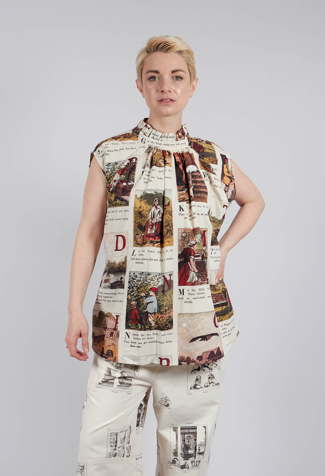 Patterned Sleeveless Top in L'Alphabeth