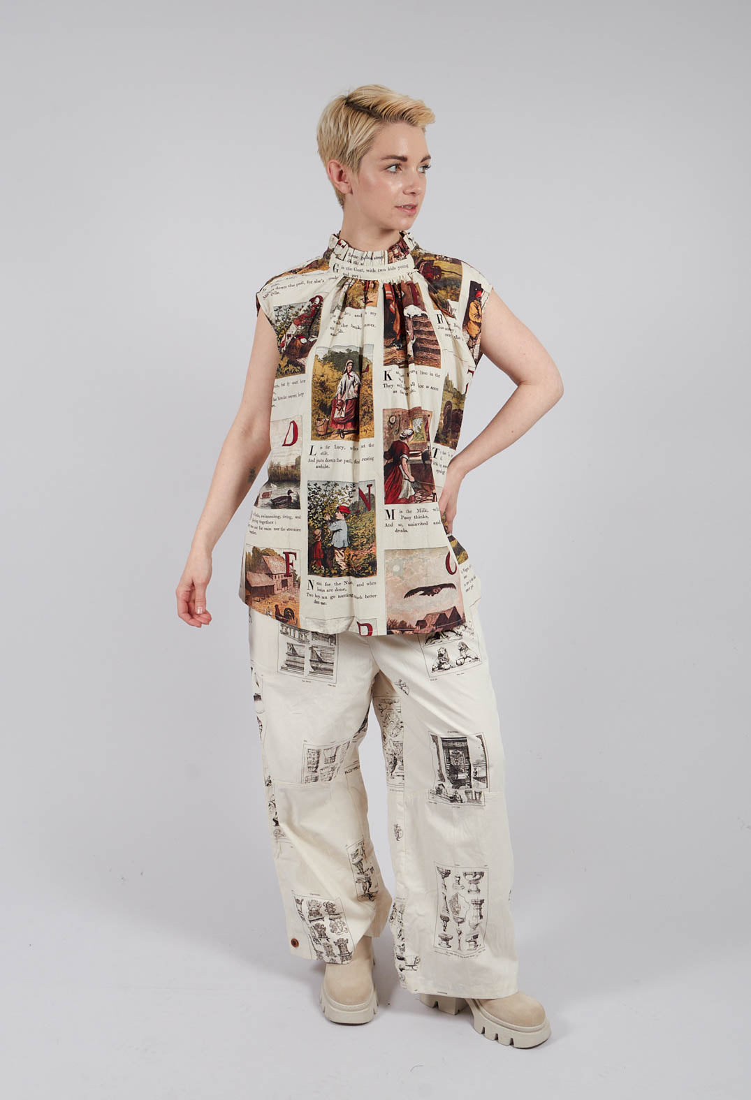 Patterned Sleeveless Top in L'Alphabeth