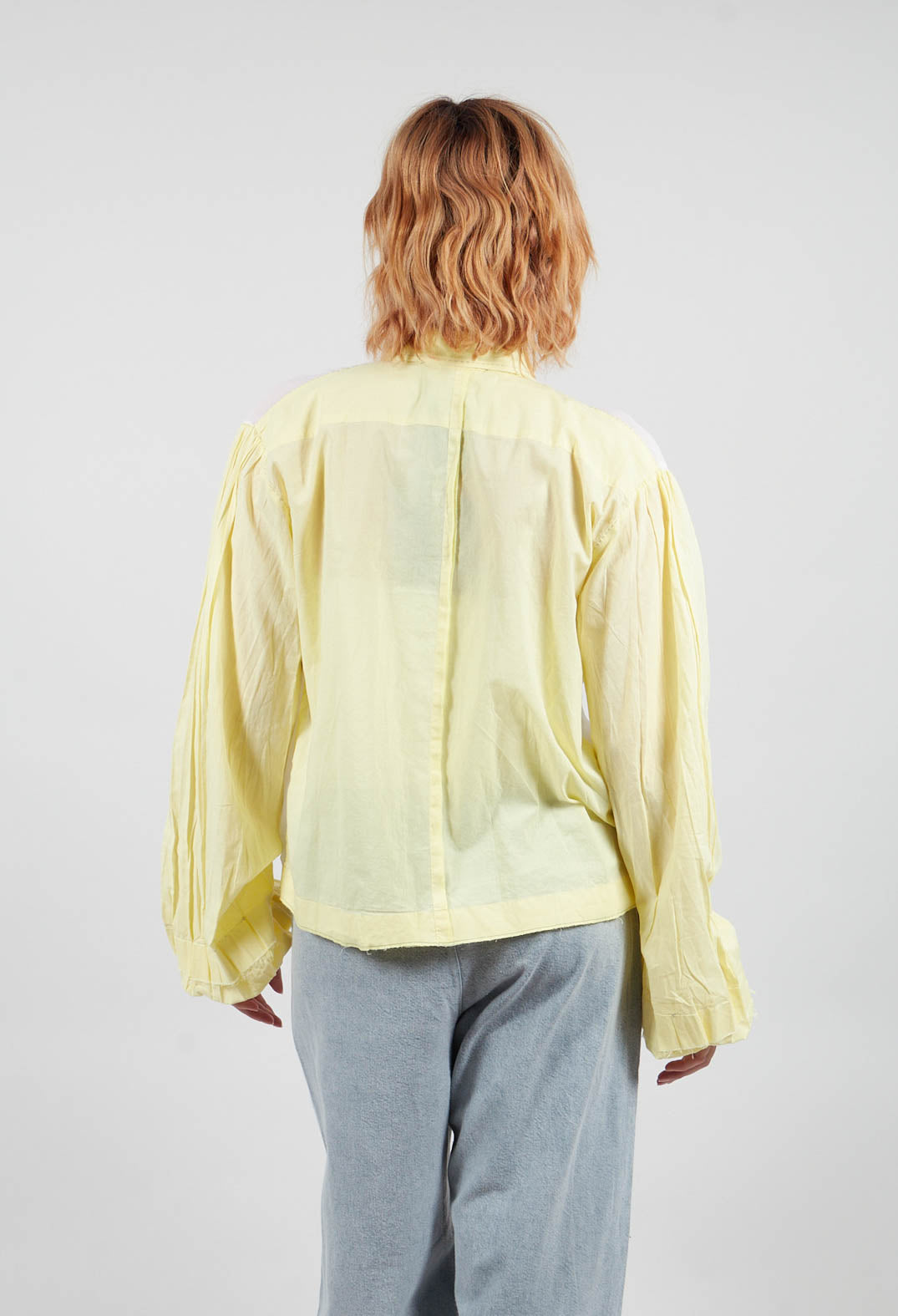 Semi Sheer Front Shirt in White and Yellow