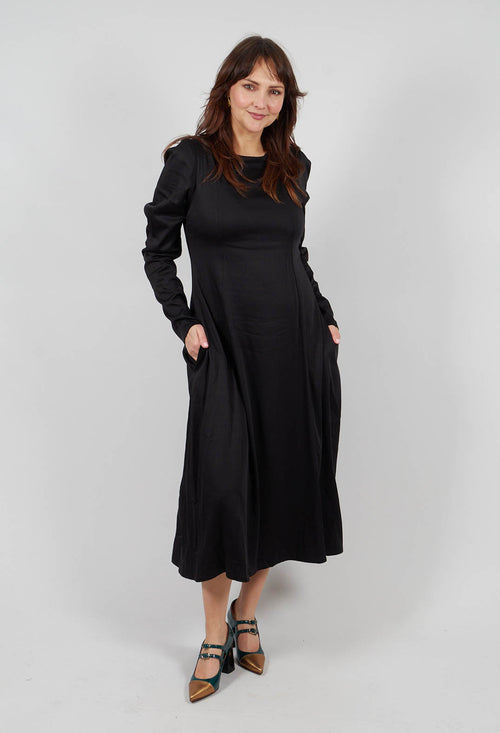 Long Sleeve Midi Dress in Black