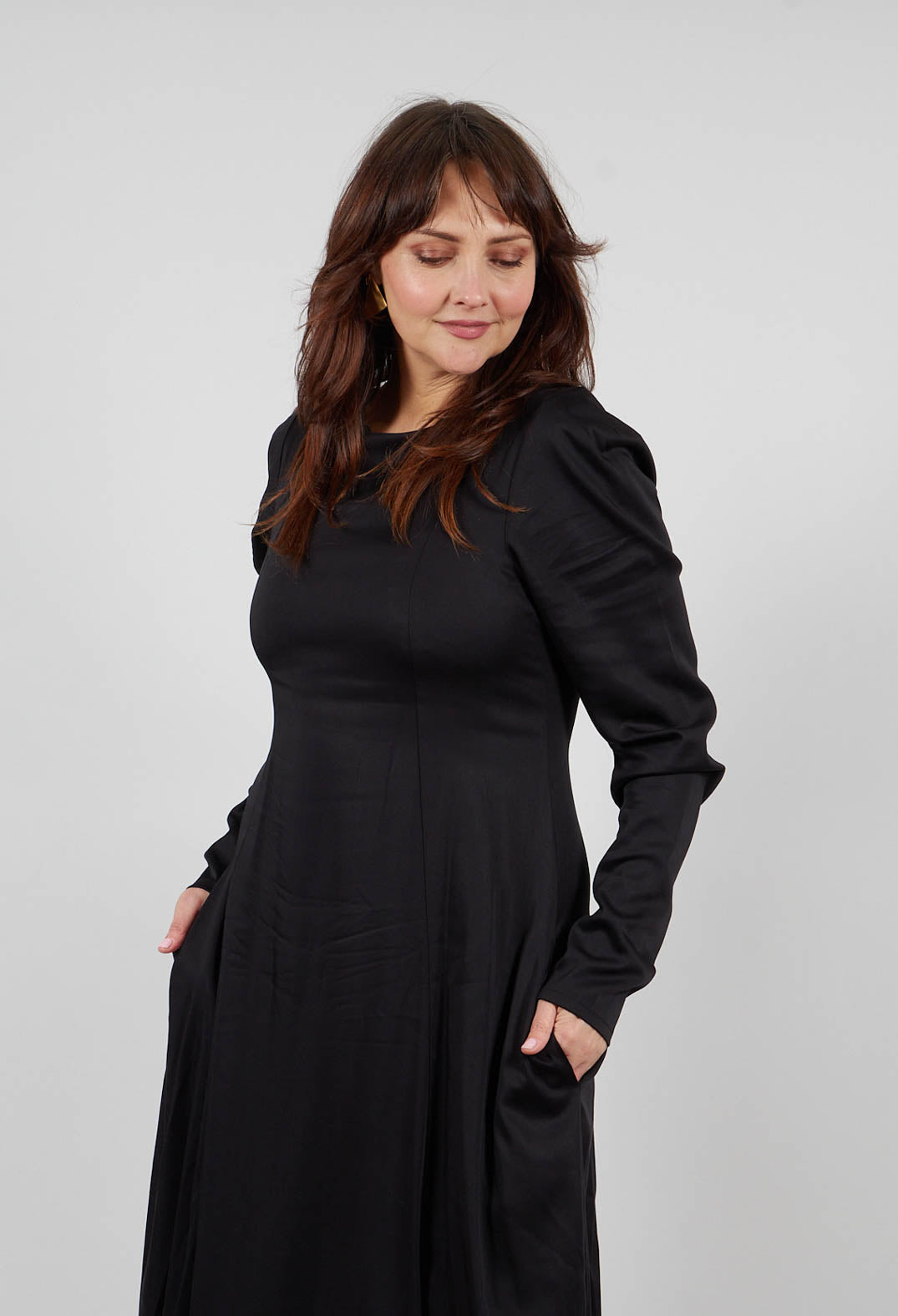 Long Sleeve Midi Dress in Black
